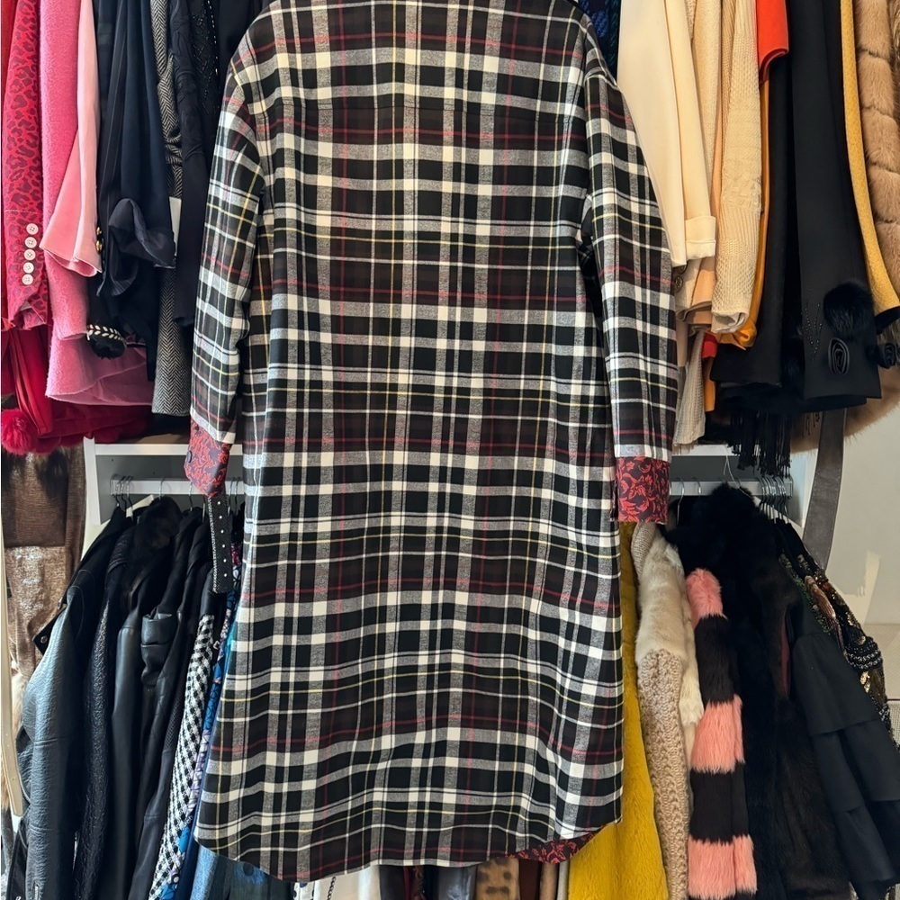 Alice and Olivia- Red and Black Plaid and Paisley Snap Longsleeve Zazie Jacket - Picture 9 of 9